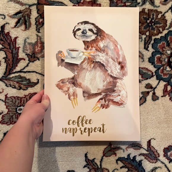 9.75 x 13.75 x 1inch Sloth Coffee Canvas Artwork - Picture 2 of 5